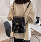 Large Quilted Backpack with Gold Chains and Clasps