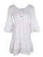 Boho Peasant Floral Lace Ruffle Hem Bell Sleeve Mini Dress