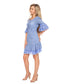 Boho Peasant Floral Lace Ruffle Hem Bell Sleeve Mini Dress