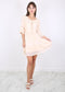 Boho Peasant Floral Lace Ruffle Hem Bell Sleeve Mini Dress