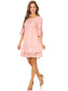 Boho Peasant Floral Lace Ruffle Hem Bell Sleeve Mini Dress