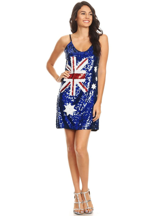 Australian Flag Sequin Slip Dress