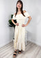 Grecian Ruffle Stretch Maxi Long Dress