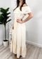 Grecian Ruffle Stretch Maxi Long Dress