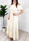 Grecian Ruffle Stretch Maxi Long Dress