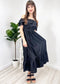 Grecian Ruffle Stretch Maxi Long Dress