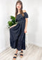Grecian Ruffle Stretch Maxi Long Dress