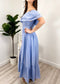 Grecian Ruffle Stretch Maxi Long Dress