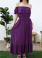 Grecian Ruffle Stretch Maxi Long Dress