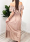 Grecian Ruffle Stretch Maxi Long Dress