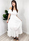Grecian Ruffle Stretch Maxi Long Dress