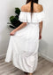 Grecian Ruffle Stretch Maxi Long Dress