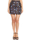 Womens Short Sequin Mini Skirt with Handed Beaded Flowers