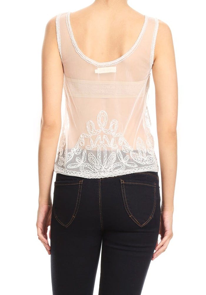 Sheer Embroidered Lace Top