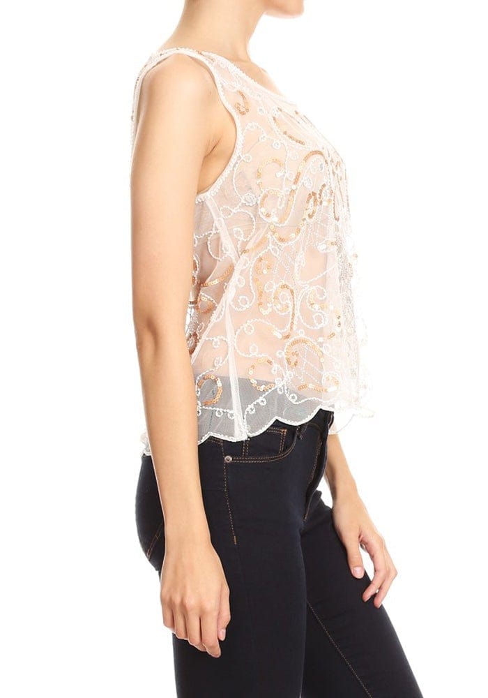 Sheer Embroidered Lace Top