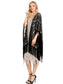 Anna-Kaci Womens Oversize Hand Beaded Fringed Sequin Evening Shawl Wrap