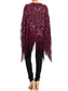 Anna-Kaci Womens Oversize Hand Beaded Fringed Sequin Evening Shawl Wrap