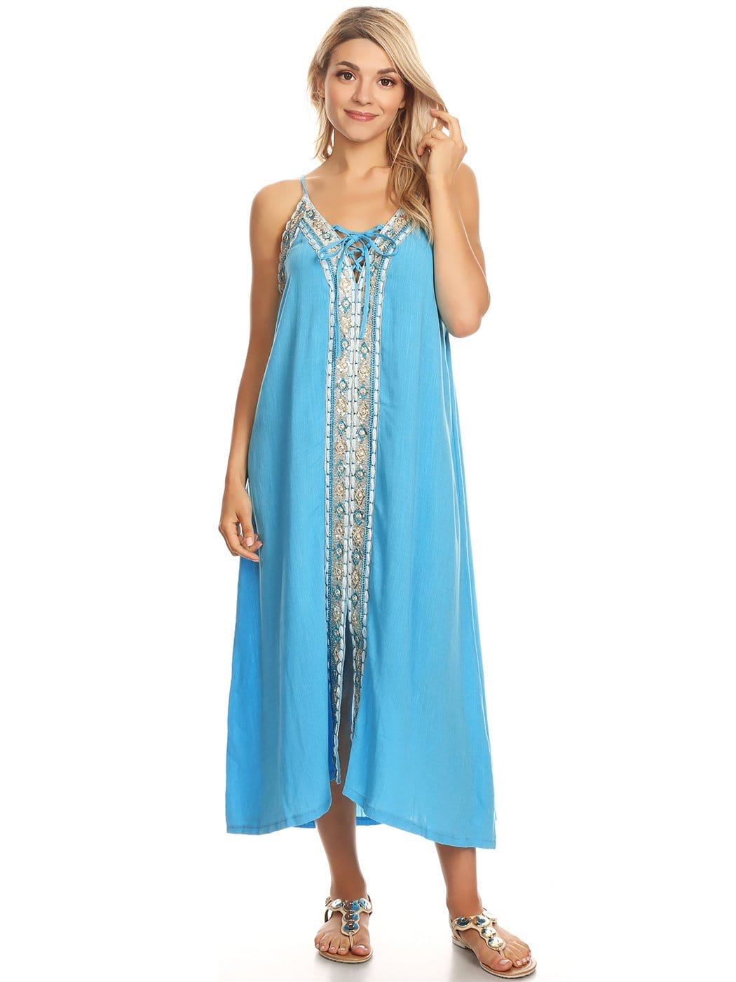 Anna-Kaci Casual Caftan Boho Long Maxi Swimsuit Cover