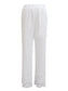 Anna-Kaci Womens Elastic Waist Loose Fit Casual Cotton Straight Leg Lounge Pants, White, Small