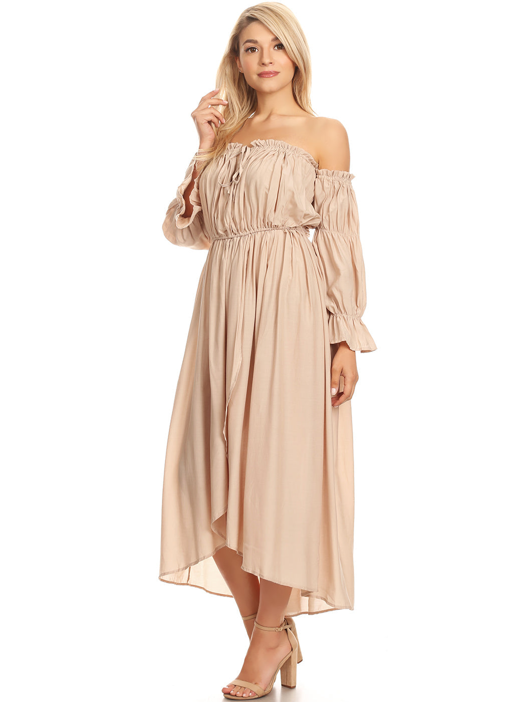 Casual Boho Long Sleeve Off Shoulder Renaissance Dress