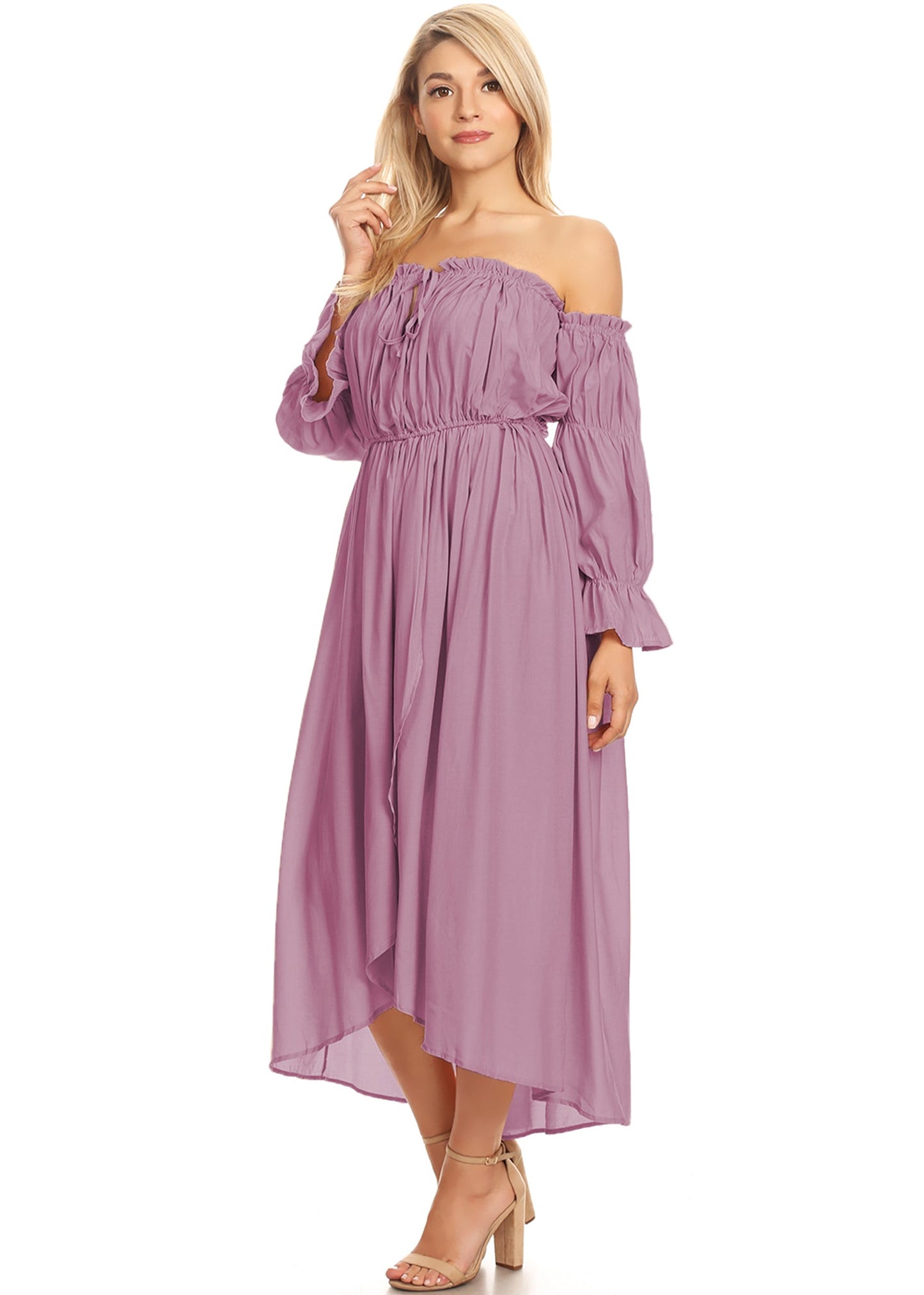 Casual Boho Long Sleeve Off Shoulder Renaissance Dress