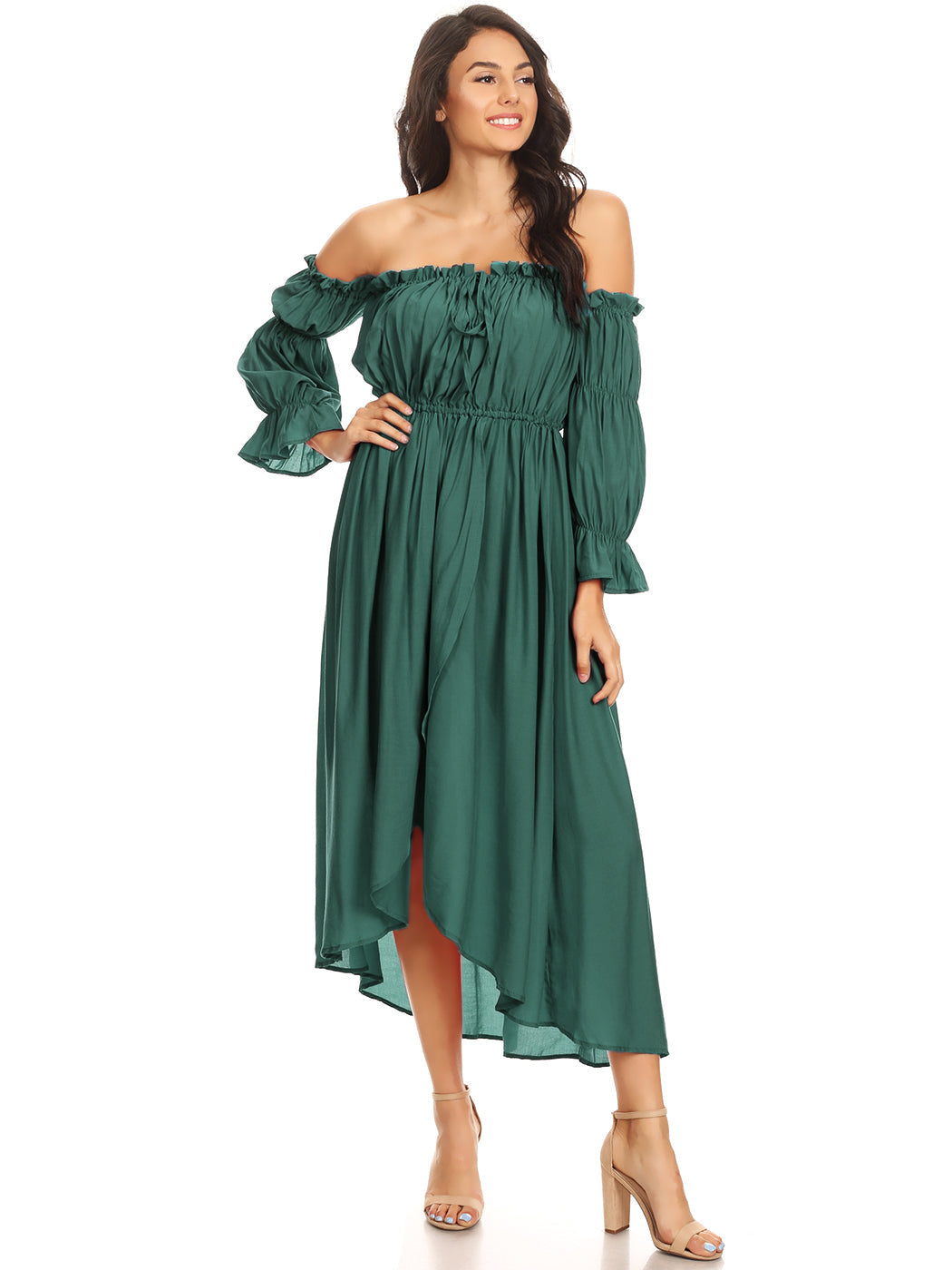 Casual Boho Long Sleeve Off Shoulder Renaissance Dress