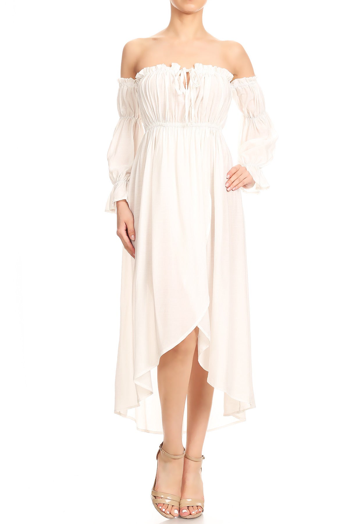 Casual Boho Long Sleeve Off Shoulder Renaissance Dress