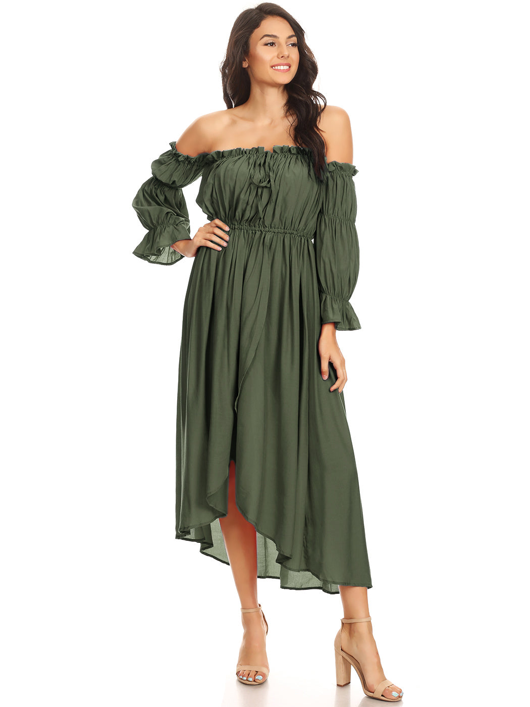 white christmas dresses Split Long Maxi Dress Army Green / 3XL white christmas dresses Split Long Maxi Dress Army Green / 3XL