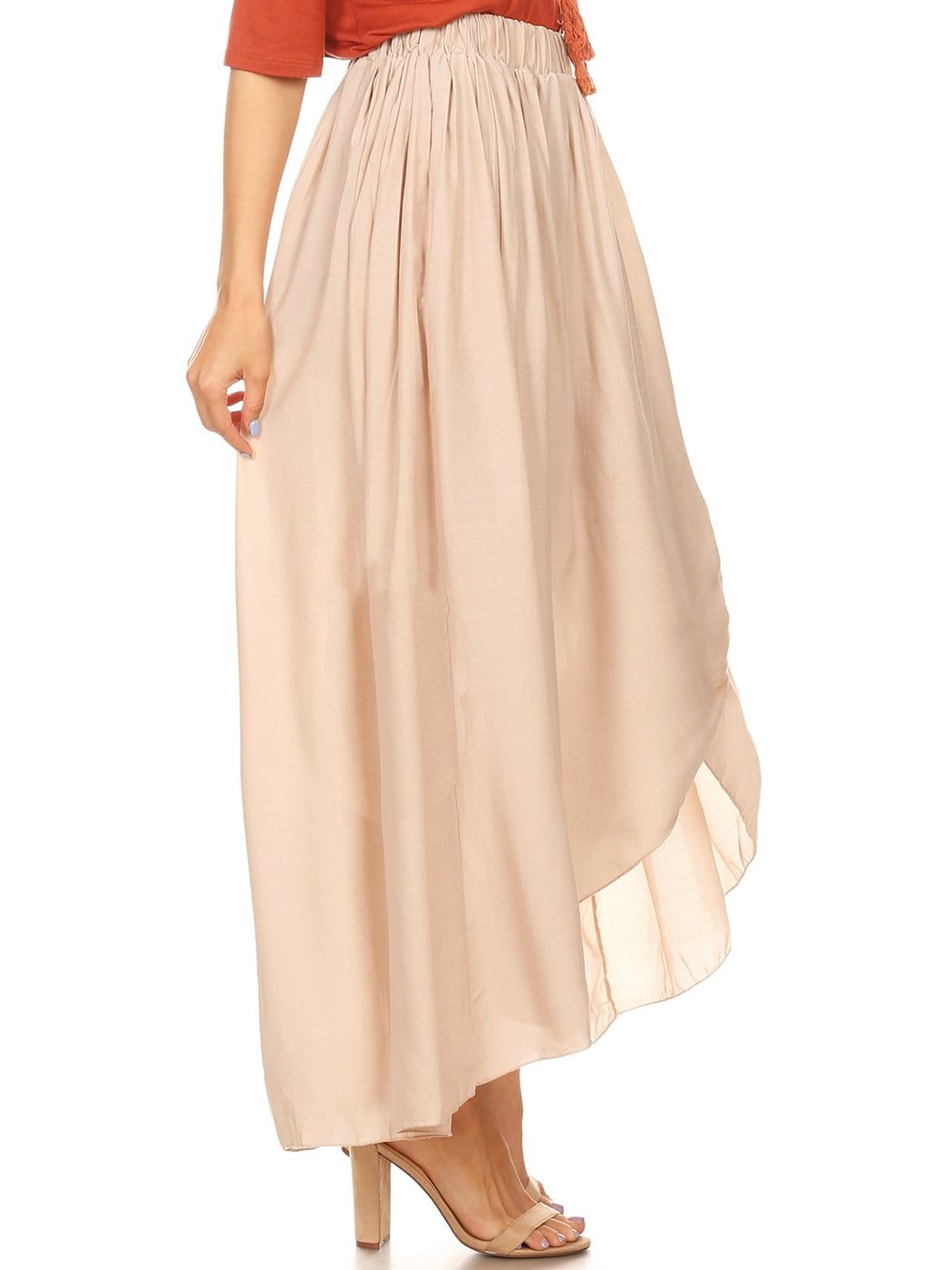 Boho Elastic High-Waist Maxi Skirt