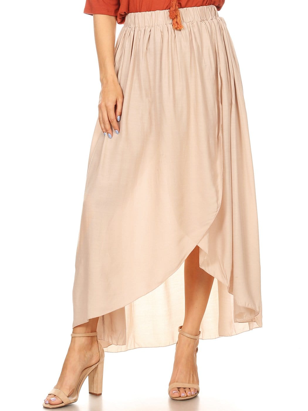 Boho Elastic High-Waist Maxi Skirt