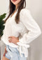 Pleated Split-Tie Sleeve Blouse