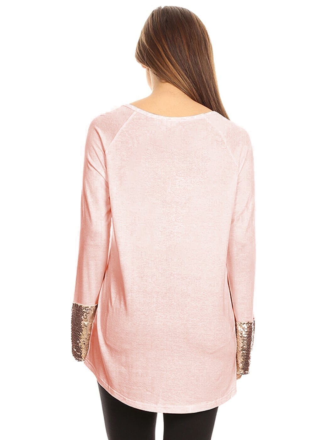 Sequin Sparkle Long Sleeve Cuff Top