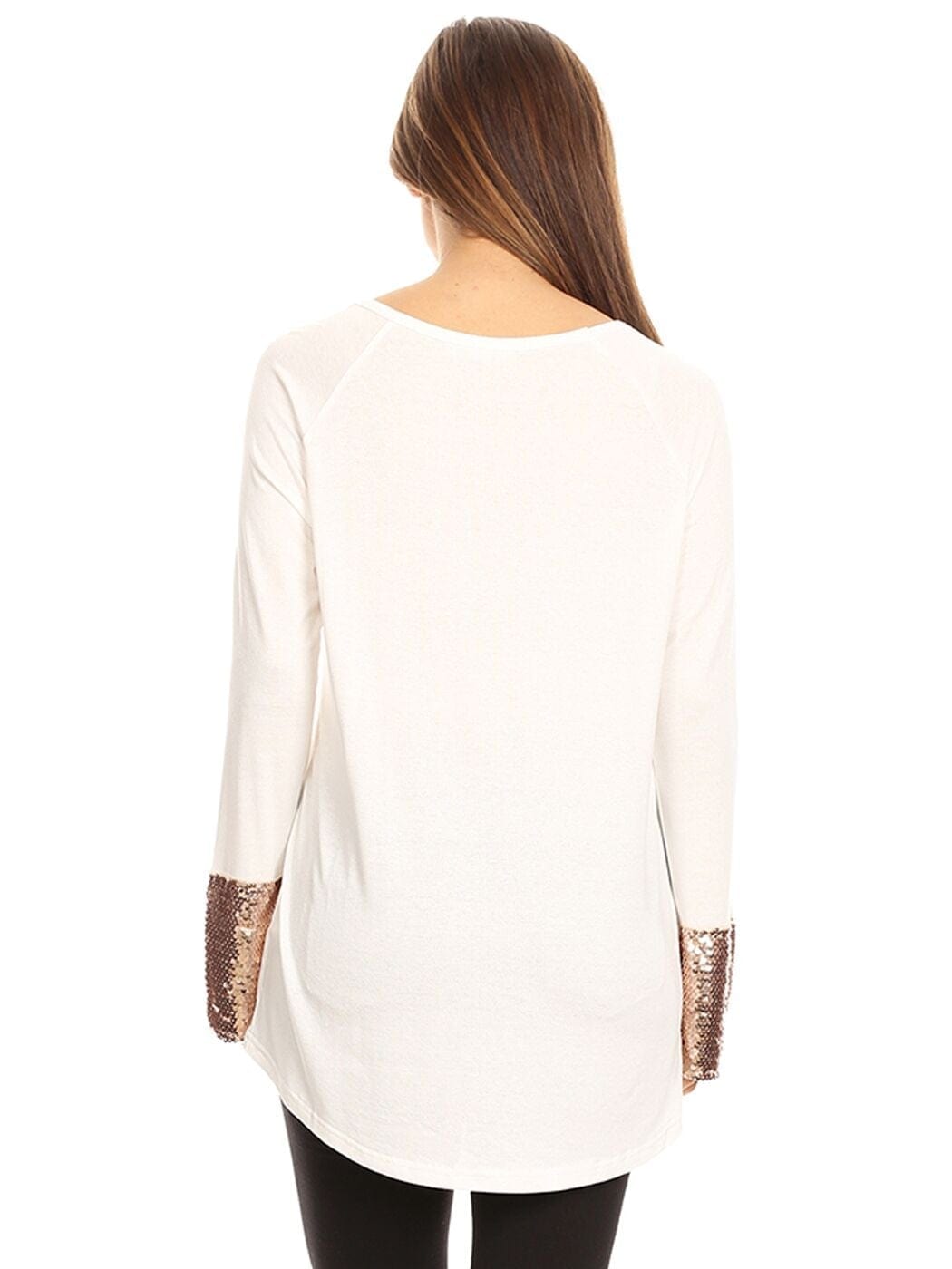 Sequin Sparkle Long Sleeve Cuff Top