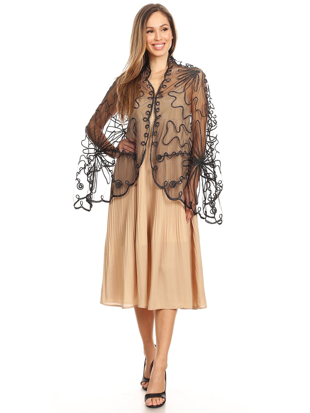 Sequin Evening Deco Shawl Cape