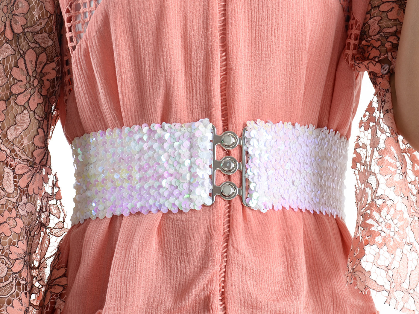 Sparkly Sequin Wide-Stretch Elastic Belt