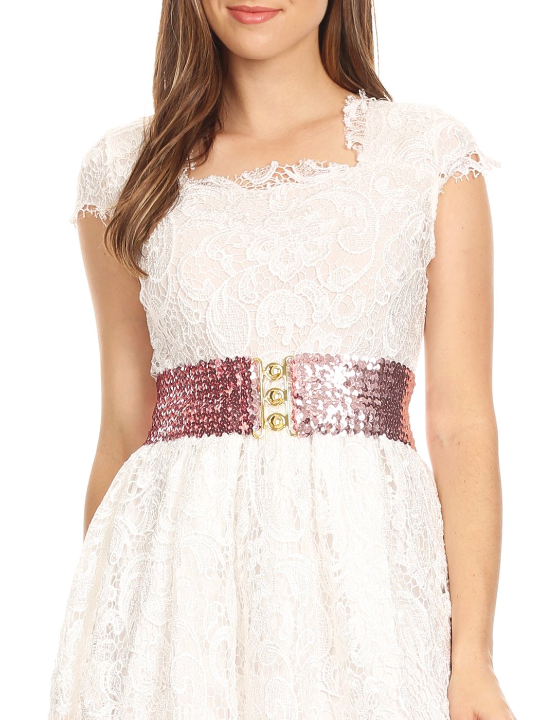 Sparkly Sequin Wide-Stretch Elastic Belt