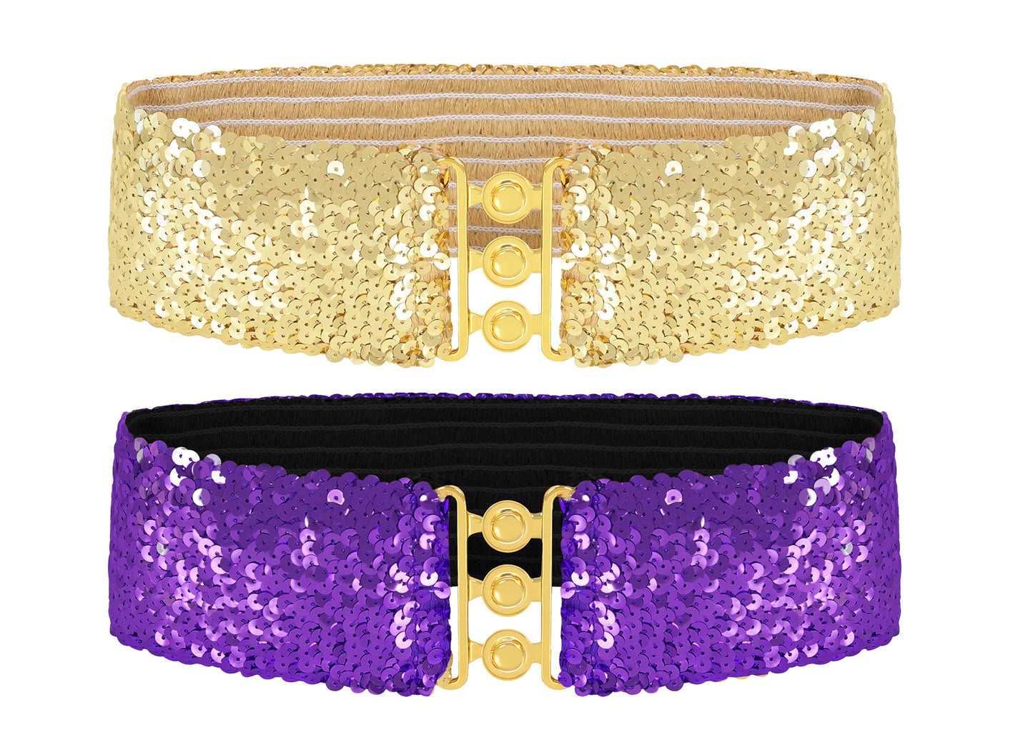 Sparkly Sequin Wide-Stretch Elastic Belt