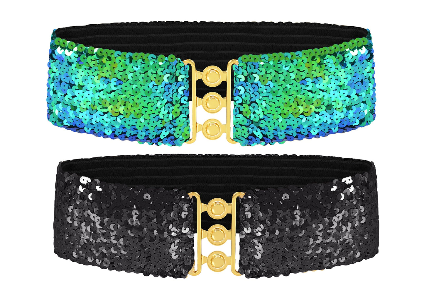 Sparkly Sequin Wide-Stretch Elastic Belt