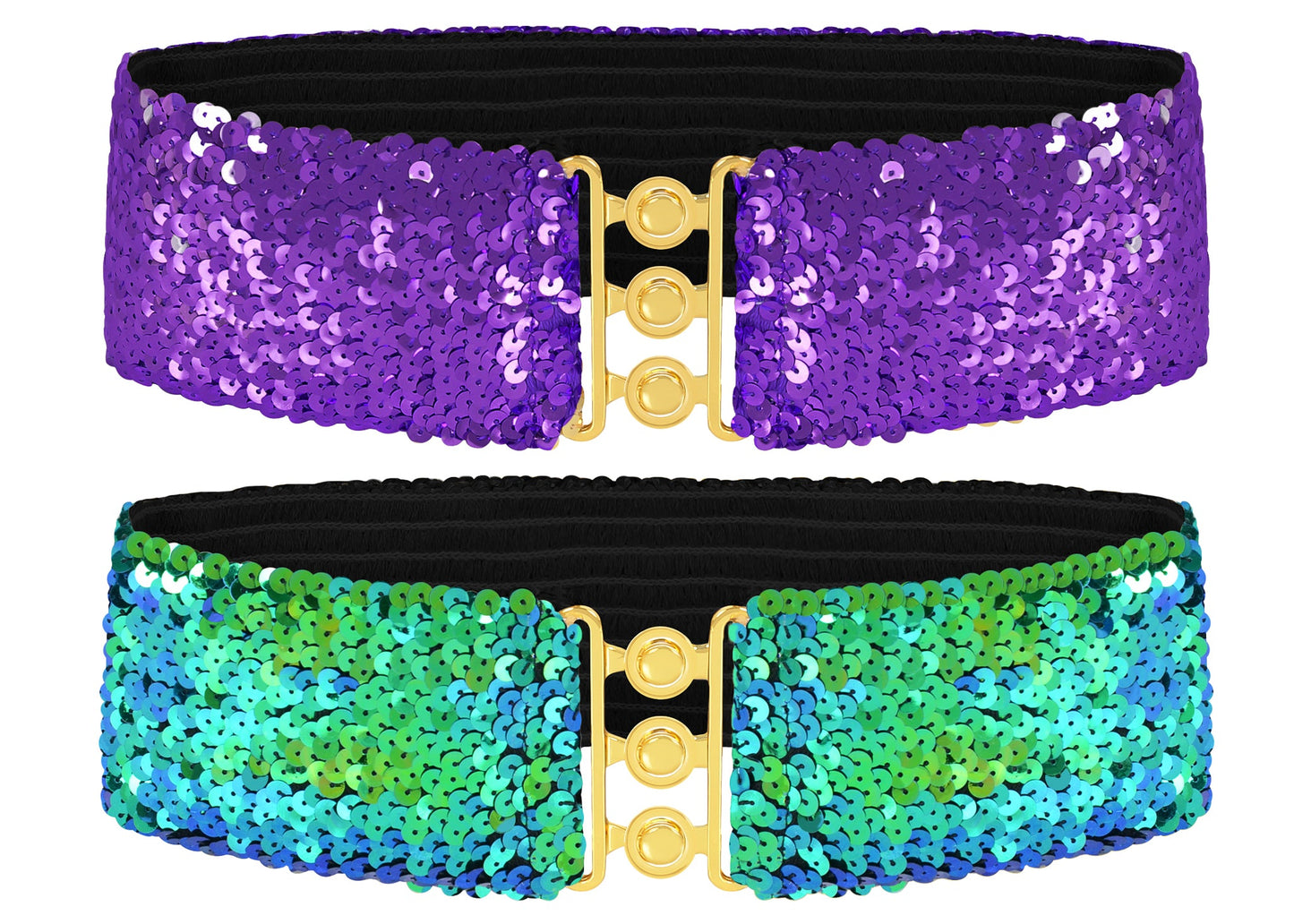 Sparkly Sequin Wide-Stretch Elastic Belt