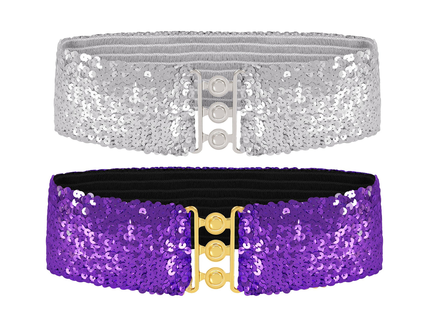 Sparkly Sequin Wide-Stretch Elastic Belt