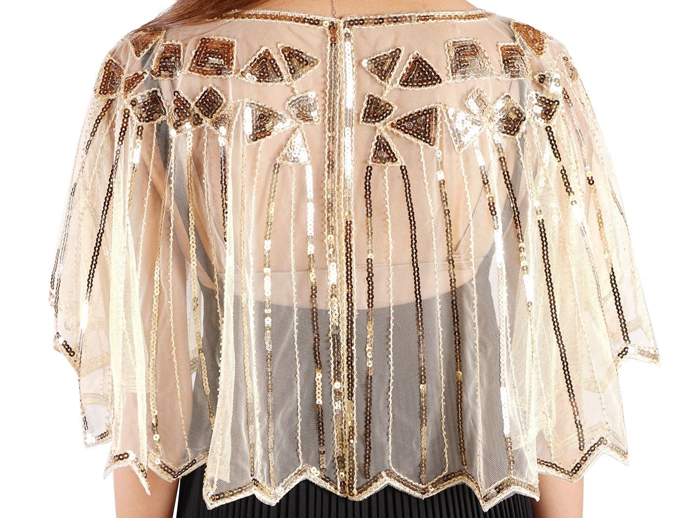 Sequin Evening Deco Shawl Cape