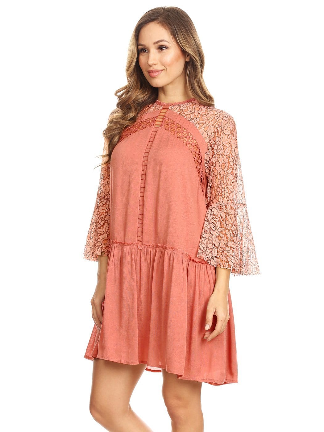 Semi Sheer Lace Swing Dress