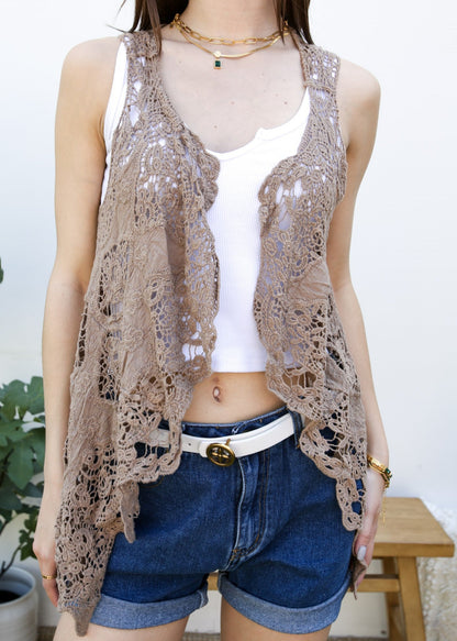 Boho Stitch Crochet Cardigan Vest