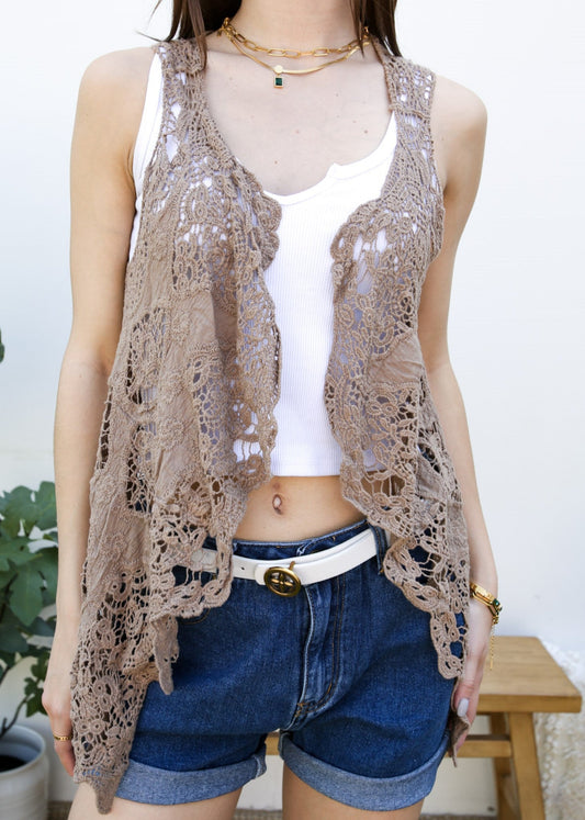 Boho Stitch Crochet Cardigan Vest