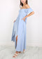 Ruffled Cap Sleeve Maxi Slit Dress