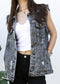 Oversize Distressed Sleeveless Denim Vest