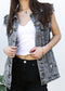 Oversize Distressed Sleeveless Denim Vest
