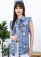 Oversize Distressed Sleeveless Denim Vest