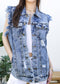 Oversize Distressed Sleeveless Denim Vest