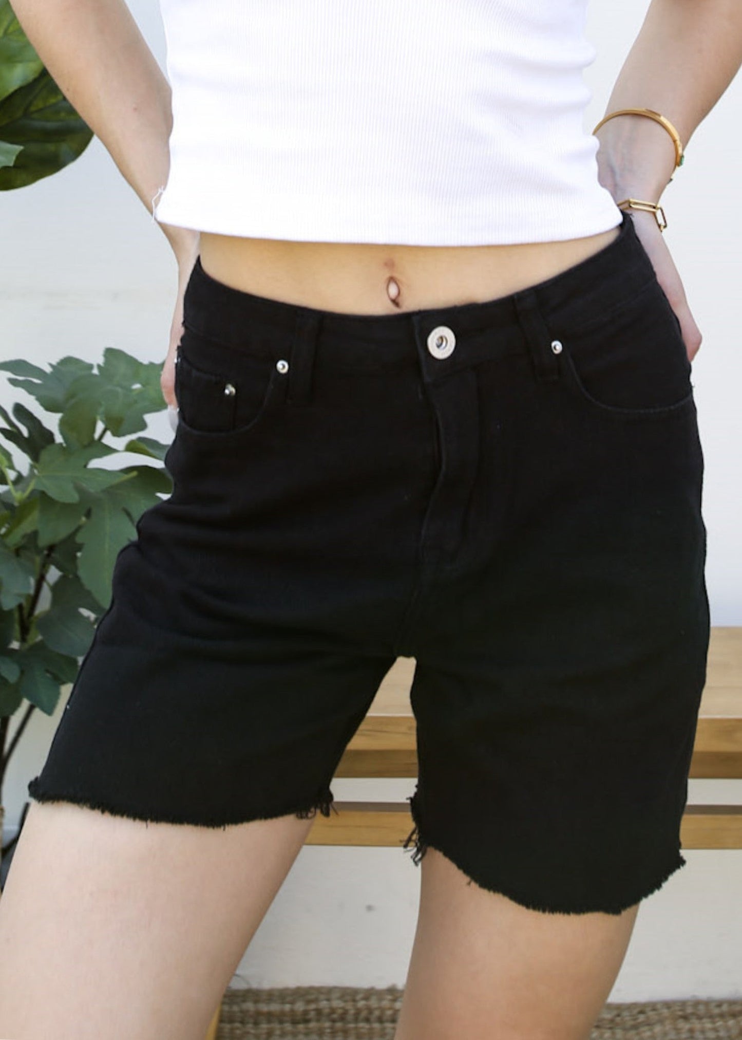 High Waisted Bermuda Denim Shorts